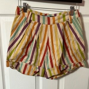 Eva Franco (Anthro) rainbow stripe high rise shorts - size 2 - RUNS VERY SMALL​